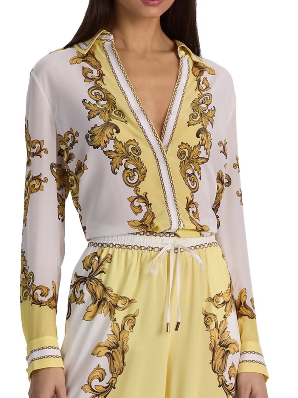 NEW Alice+Olivia Willa Silk Top YELLOW